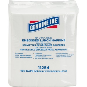 Genuine Joe 1 Ply White Lunch Napkins - 400 napkins (In Stock)